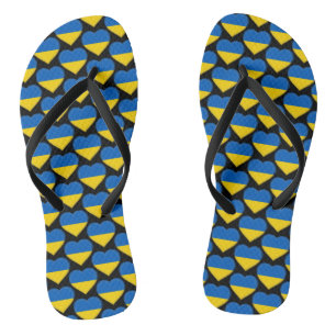 Ukraine Ukrainian Flag Colours Hearts Pattern Jandals