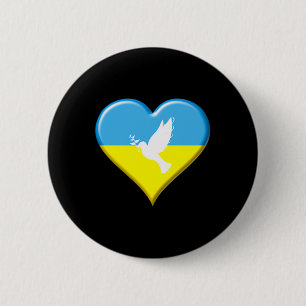 Ukraine Ukrainian Flag Heart Peace Dove Support Di 6 Cm Round Badge