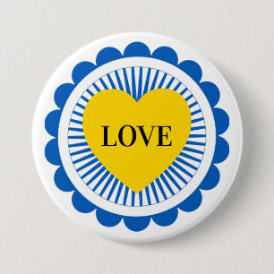 Ukraine Ukrainian Flag Heart Typography Love 7.5 Cm Round Badge