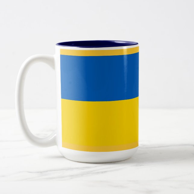 UKRAINE Ukrainian Flag Two-Tone Coffee Mug (Left)