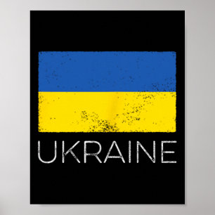 Ukraine Ukrainian Flag Vintage Ukraine Mini Flag  Poster