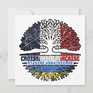 Ukraine Ukrainian French France Tree Roots Flag Card