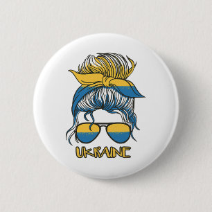 Ukraine Ukrainian Girl Flag Women's 6 Cm Round Badge