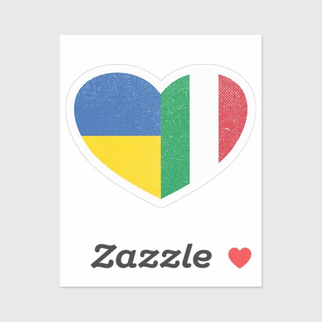 Ukraine Ukrainian Italy Italian Heart Love Flag (Sheet)