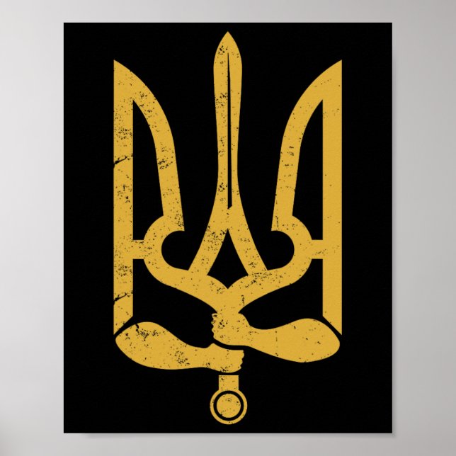 Ukraine Ukrainian Kiew Trysub Flag 10  Poster (Front)