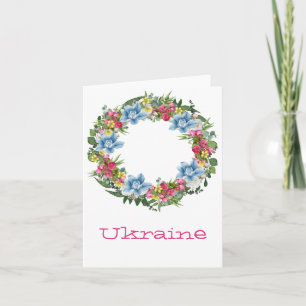 Ukraine Ukrainian Wreath Flowers Faith Hope Card