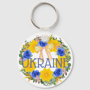 Ukraine Ukrainian Wreath Flowers Faith Hope Key Ring