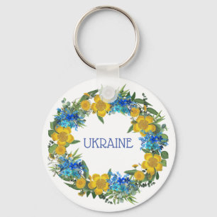 Ukraine Ukrainian Wreath Flowers Faith Hope Key Ring