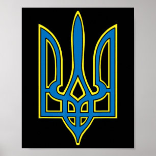 Ukraine Ukrainians Ukrainian Kiev Trysub Flag 1  Poster
