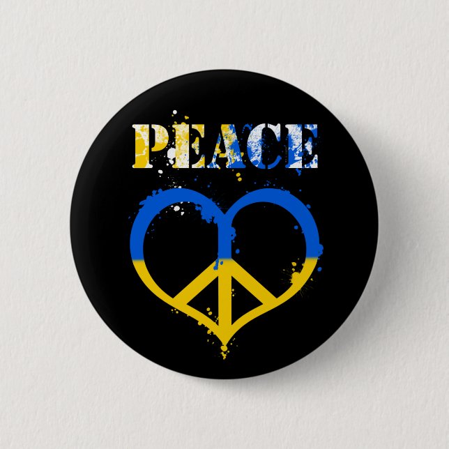 Ukraine Urban Style Peace and Love Symbol 6 Cm Round Badge (Front)
