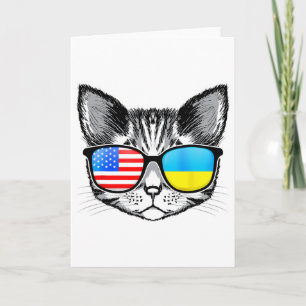 Ukraine Us Flag Roots Cat Ukrainian American For M Card