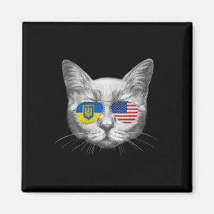 Ukraine Us Flag Roots Cat Ukrainian American Men W Magnet