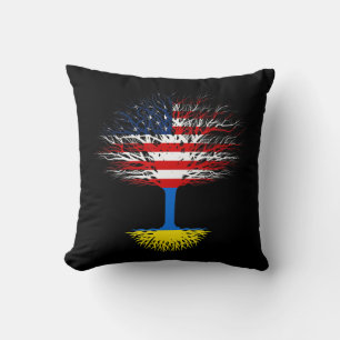 Ukraine USA America Flag Ukrainian Roots US Citize Cushion