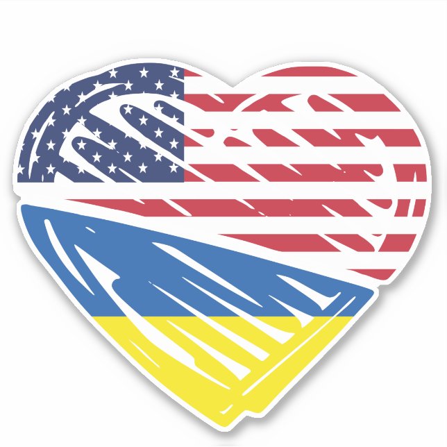 Ukraine USA American Flag Heart Solidarity (Front)