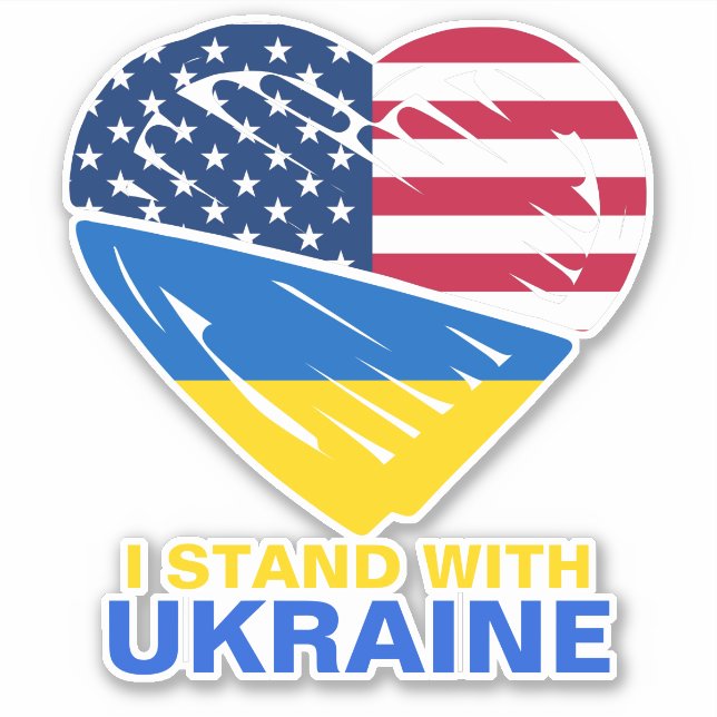 Ukraine USA American Flag Heart Solidarity Car (Front)