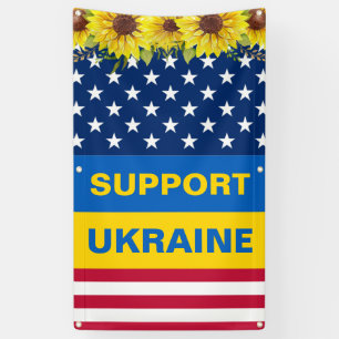 Ukraine USA American Sunflowers Support Patriotic Banner