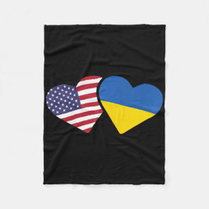 Ukraine Usa Flag T Shirt Heart Ukrainian Americans Fleece Blanket