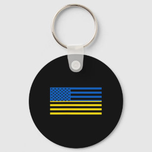 Ukraine Usa Flag Ukrainian American Citizen Bynner Key Ring