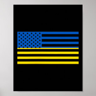 Ukraine Usa Flag Ukrainian American Citizen Bynner Poster