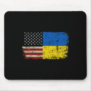 Ukraine Usa Vintage Flag Ukrainian Stand With Ukra Mouse Pad