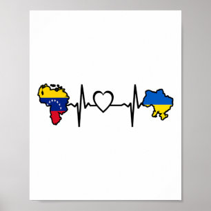 Ukraine Venezuela Flag Ukrainian Venezuelan Heartb Poster