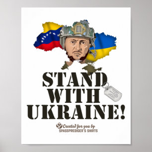 Ukraine Venezuela Flags Zelensky Stand With Ukrain Poster