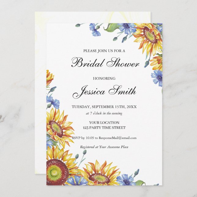 Ukraine Watercolor Bridal Shower Invitation (Front/Back)