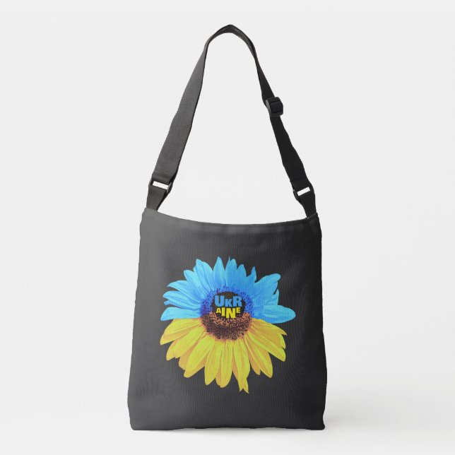 Ukraine watercolor sunflower blue yellow flag crossbody bag (Front)