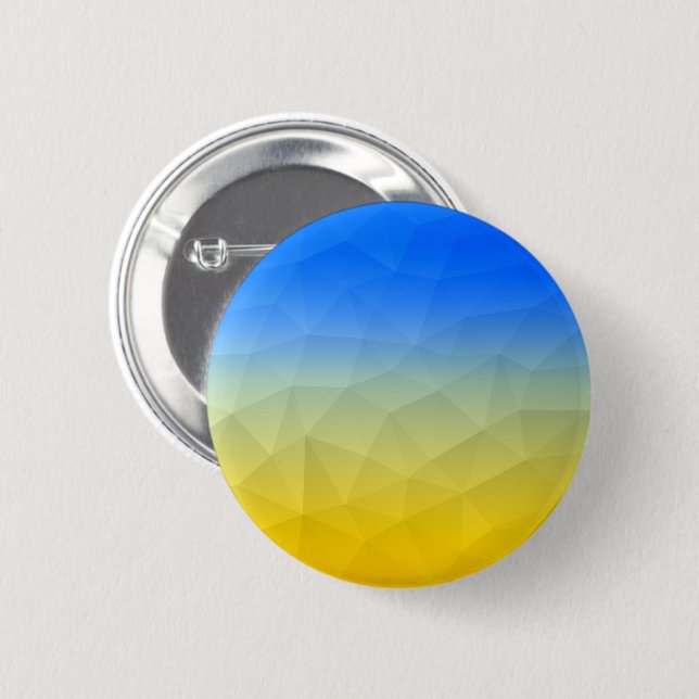 Ukraine yellow blue geometric mesh pattern 6 cm round badge (Front & Back)