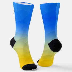 Ukraine yellow blue geometric mesh pattern socks