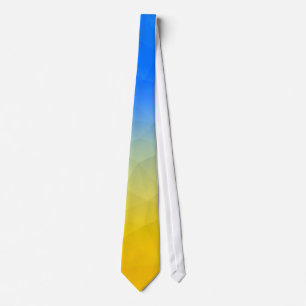 Ukraine yellow blue geometric mesh pattern tie
