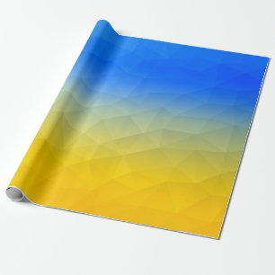 Ukraine yellow blue geometric mesh pattern wrapping paper