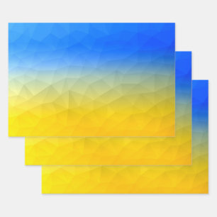 Ukraine yellow blue geometric mesh pattern wrapping paper sheet