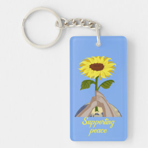 Ukraine " yellow blue" peace sunflower colourful key ring