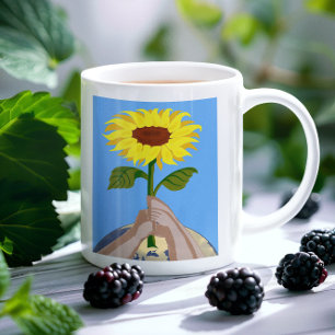 Ukraine "yellow blue" sunflower peace colourful coffee mug