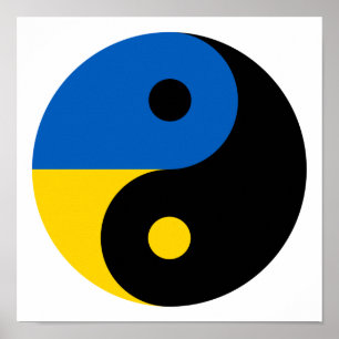 Ukraine Yin Yang symbol with flag of Ukraine color Poster