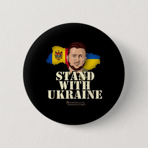 Ukraine Zelensky Flags Of Republic Of Moldova And 6 Cm Round Badge