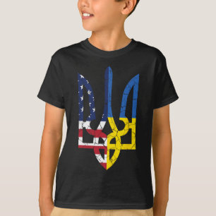 Ukrainian American Flag Symbol Love Support Us Ukr T-Shirt