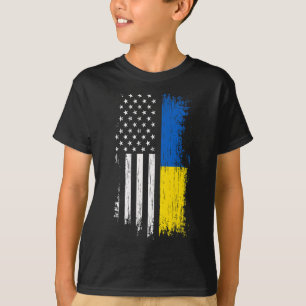 Ukrainian American Flag T Shirt - Pride Ukraine Us