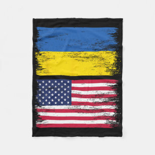 Ukrainian American Flag Ukraine Usa America Roots  Fleece Blanket