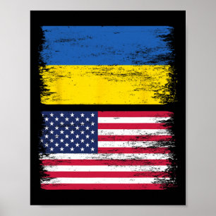 Ukrainian American Flag Ukraine Usa America Roots  Poster