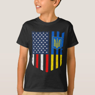 Ukrainian American Flag Ukraine Usa America Shield T-Shirt