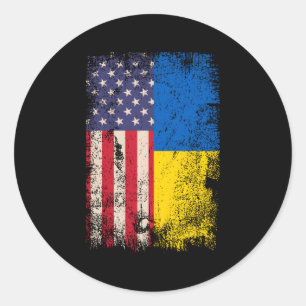 Ukrainian American Flag Ukraine Usa Roots Classic Round Sticker