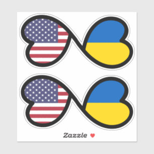 Ukrainian American Flags Entwined Hearts, Ukraine