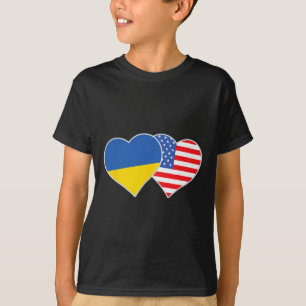 Ukrainian American Heart Love Ukraine Usa Flag T-Shirt