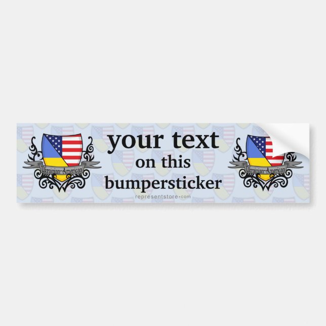 Ukrainian-American Shield Flag Bumper Sticker (Front)