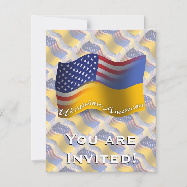 Ukrainian-American Waving Flag Invitation (Front)