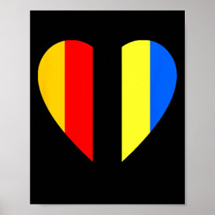 Ukrainian And German Flag In The Heart Of Ukraine Poster