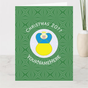Ukrainian Angel Christmas Flag Personalised Card