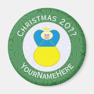 Ukrainian Angel Christmas Flag Personalised Text Magnet